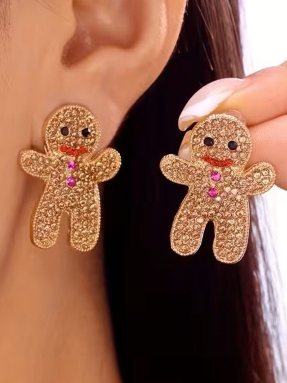 B B B Blingy Gingerbread Man Earrings